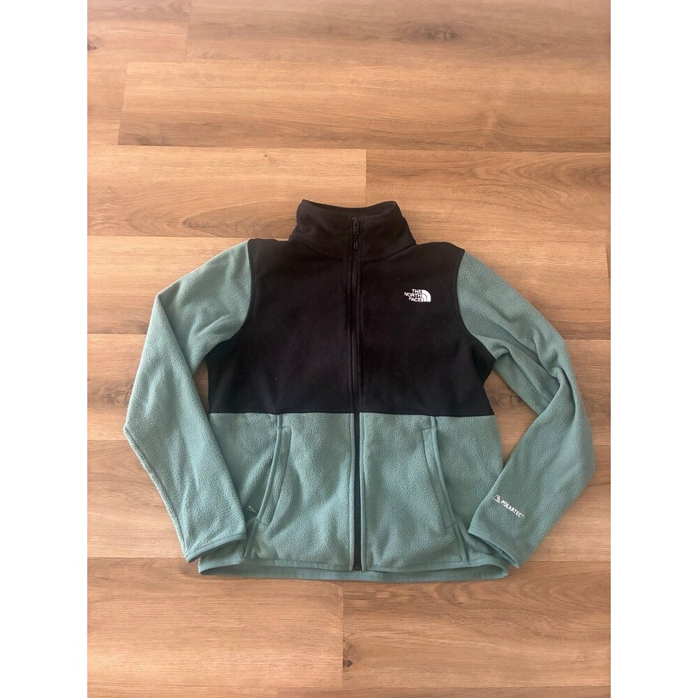 The North Face Polartec Full Zip Fleece Jacket Women’s Medium Green Black EUC
